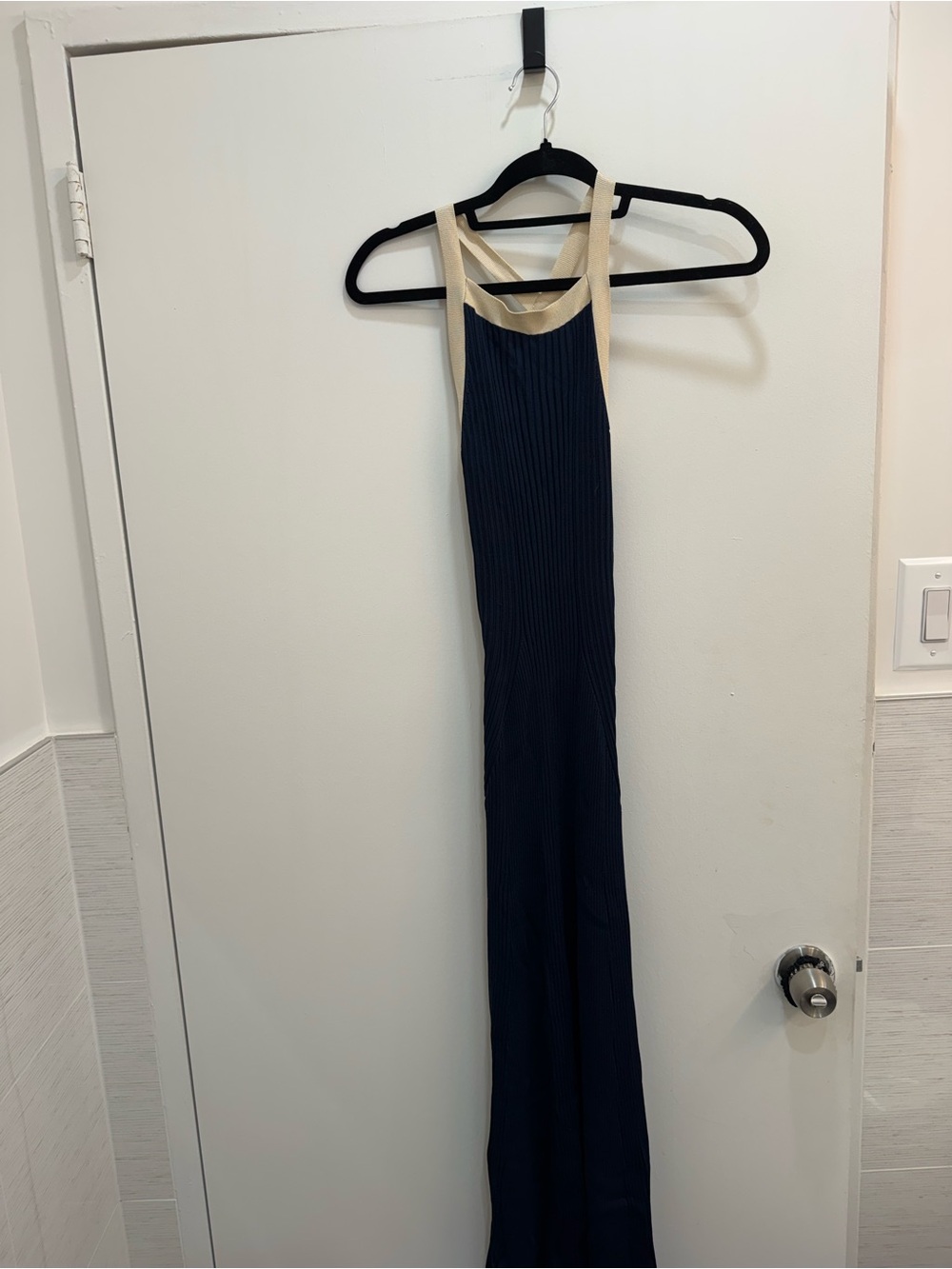 Tommy Hilfiger x Sofia Richie Grainge Navy Ribbed Knit Maxi Dress S